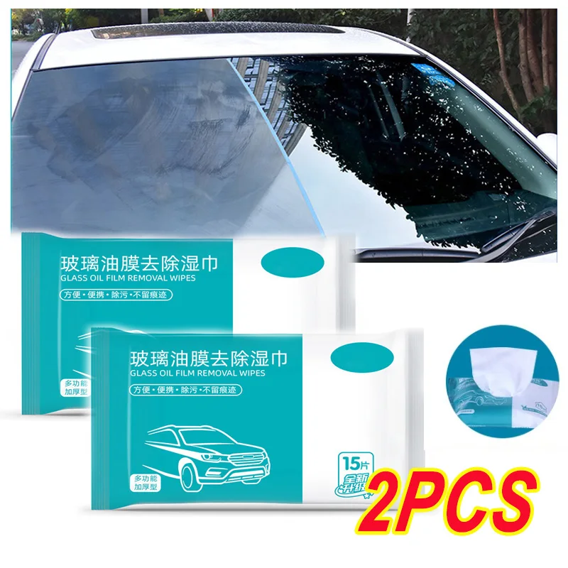 2PCS Glas Öl Film Entfernung Tücher Frontscheibe Fleck Entferner Reinigung Tücher Keine Wasser Spuren Auto Reinigung & Schönheit werkzeuge Image