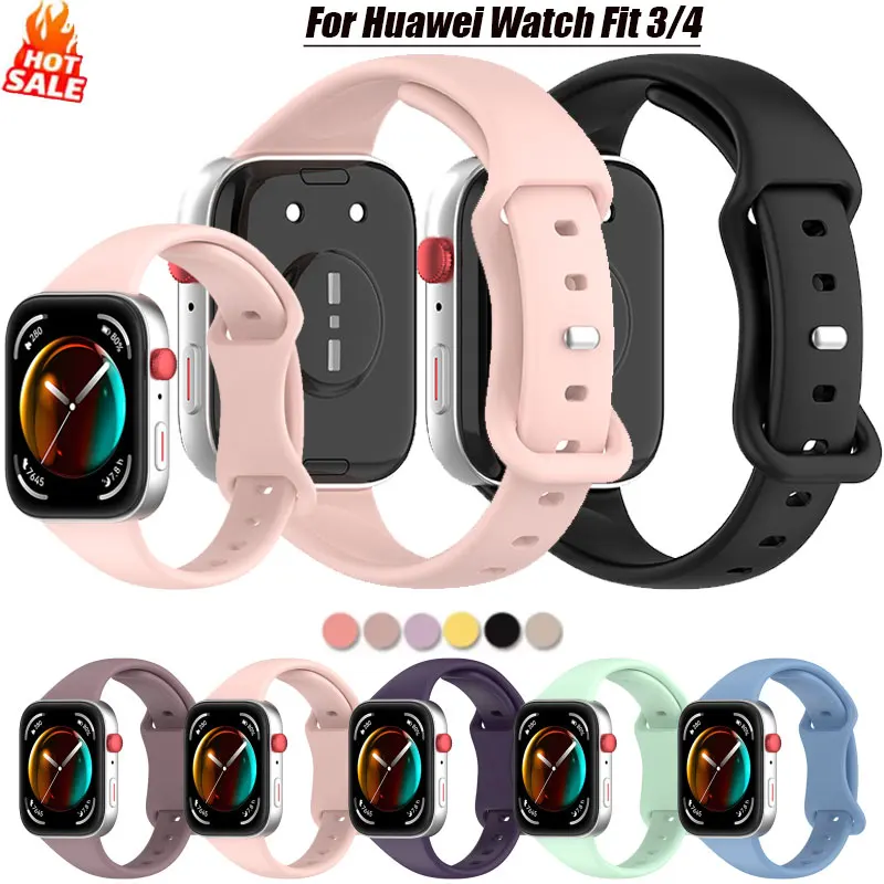 Silikonschlaufe für Huawei Watch Fit 3, Smartwatch-Zubehör, Ersatz-Sport-Correa-Armband, Huawei Watch Fit 4 Pro-Band Image