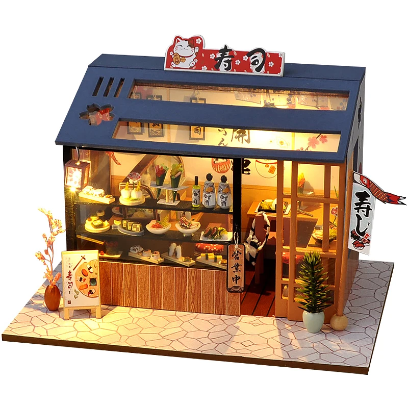 Puzzles 3D en bois Mini maison de poupée bricolage petite maison Kits assemblage modèle salle de construction chambre avec meubles maison de poupée cadeaux de noël