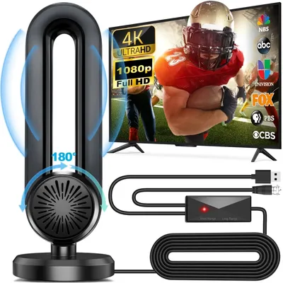 VUELVE Portable Long Range 360° Reception Digital HDTV Antenna with Amplifier Indoor TV Antenna for Local Channels