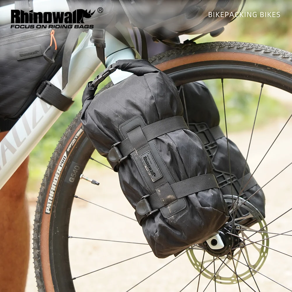 Rhino walk Fahrrad Vorderrad gabel Tasche 6,5 l wasserdichte Fahrrad verpackung MTB Radfahren Schnell verschluss Front Pack Tasche mit Mount Rack 1 oder 2 Einheiten Image