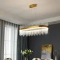 2025 moderne Led lustres en cristal rond de luxe or cristal suspendus lumières pour salon chambre cuisine décor à la maison Chandeli