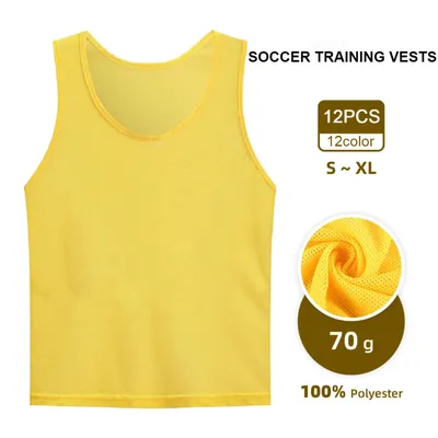 12PCS Children Adults Soccer Pinnies Quick Drying Football Jerseys Vest Scrimmage Practice Sports Vest Breathable Team Training