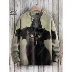 New Halloween Series 3D Printed Horror Crow Skeleton Cat Witch Pattern Authentic Ugly Sweater Winter Casual Unisex Sweater W-1