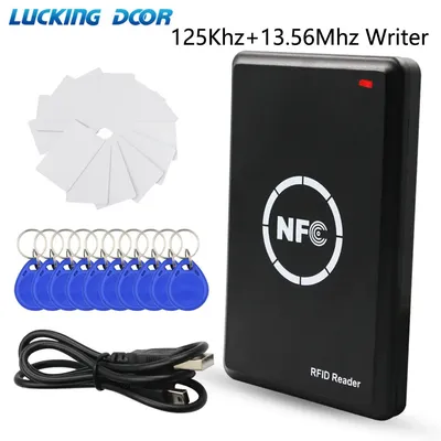 NFC Card Reader Writer 125Khz+13.56Mhz Encrypted Programmer Copier RFID Duplicator Card Integrated Copy Free Software UID T5577