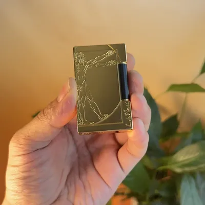 Luxury pure copper lighter, Da Vinci Vitruvian man style, loud sound, men's gift, gas refill, gift consumables