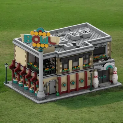 3474-Piece Bowling Alley and Apartment Modular Building Set, Recreate Modern Urban Architectural Style building blocks