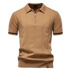Men's Short Sleeve Polos Summer Casual Shirts Knitted Cardigan Golf Beach Holiday Polo T-Shirt Business Polo Shirt Workout Tops Khaki-M