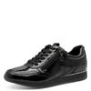 Sneaker TAMARIS, Damen, Gr. 36, schwarz, Lacklederimitat, unifarben, glänzend, sportlich, Schuhe, Freizeitschuh, Halbschuh, Schnürschuh mit Außrenreißverschluss