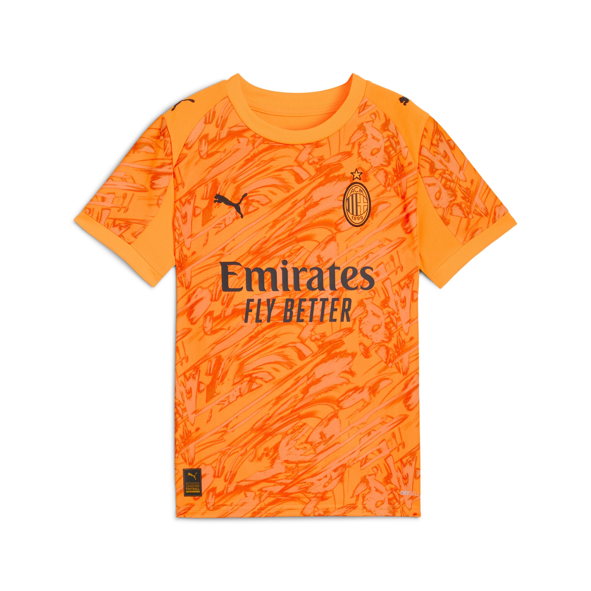 Trainingsshirt PUMA "AC Milan 25/26 Torwartrikot Jugendliche", Kinder, Gr. 152, heat fire schwarz orange, Obermaterial: 100% Polyester; Rippe: 100% Polyester, bedruckt, regular fit, Rundhals, Shirts Image