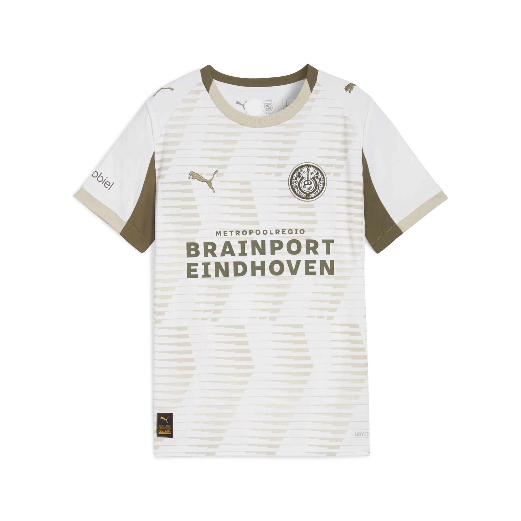 Trainingsshirt PUMA "PSV Eindhoven 25/26 Ausweichtrikot Jugendliche", Kinder, Gr. 164, weiß (weiß desert dust beige), Obermaterial: 100% Polyester; Rippe: 100% Polyester, kariert, regular fit, Rundhals, Shirts Image