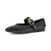 Ballerina GABOR, Damen, Gr. 43, schwarz, Glattleder, unifarben, elegant, Schuhe, Businesschuh mit verstellbarer, goldfarbener Schnalle