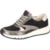 Keilsneaker WALDLÄUFER "H-APRIL", Damen, Gr. 9 (43), schwarz, silberfarben, creme, Nappaleder, Veloursleder, Nubukleder, kontrastfarbene Details, sportlich, Schuhe, Bequemschuh, Halbschuh, Schnürschuh, komfortable Weite H (= sehr weit)