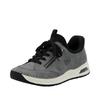 Slip-On Sneaker RIEKER "Ready2GO", Damen, Gr. 43, grau (grau, schwarz), Lederimitat, Textil, sportlich, Schuhe, Schlupfschuh, Halbschuh, Freizeitsneaker mit aufgesetzter Schnürung