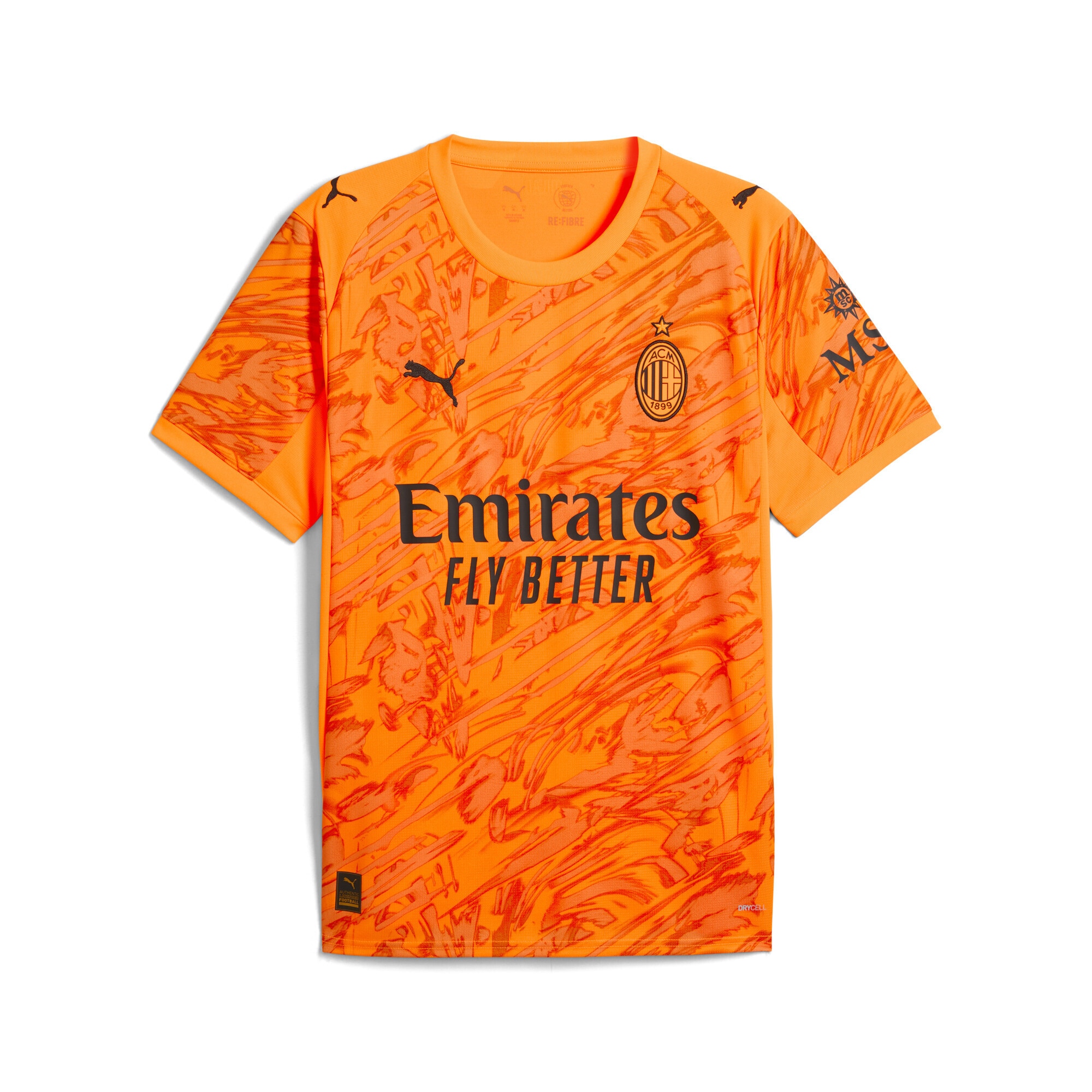 Trainingsshirt PUMA "AC Milan 25/26 Torwarttrikot Herren", Herren, Gr. S, heat fire schwarz orange, Obermaterial: 100% Polyester; Rippe: 100% Polyester, regular fit, Rundhals, Shirts