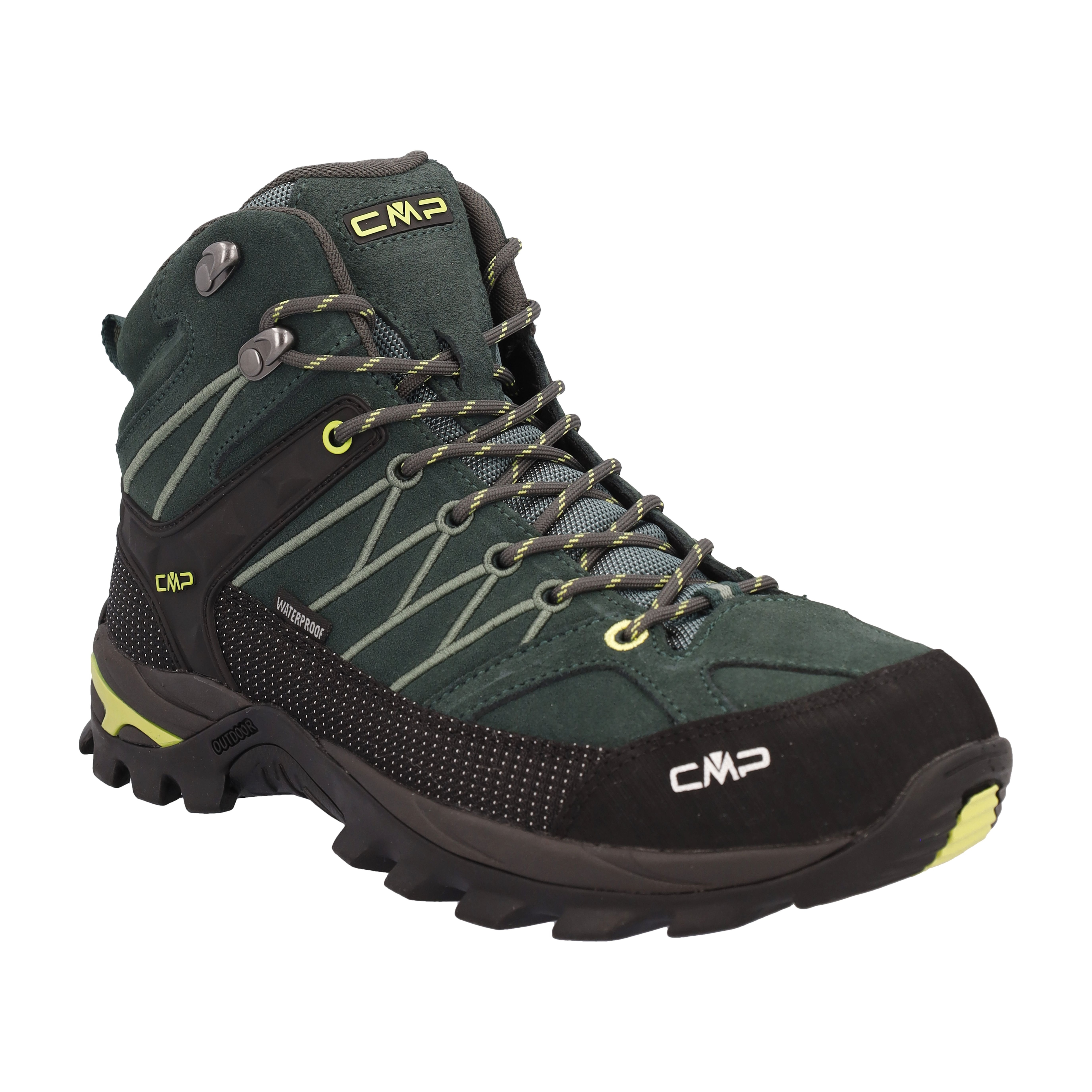 Wanderschuh CMP "RIGEL MID TREKKING SHOES WP", Gr. 43, grün (trek grün, apple), Leder, Schuhe, wasserdicht