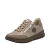 Plateausneaker RIEKER, Damen, Gr. 39, beige, Lederimitat, metallic, sportlich, Schuhe, Schnürschuh, Halbschuh, Freizeitschuh in Bequemweite G (= weit)