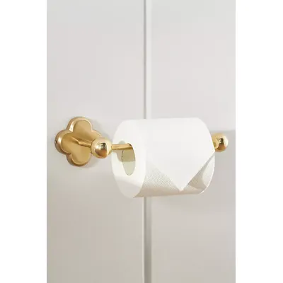 Quinn Clover Brass Toilet Roll Holder