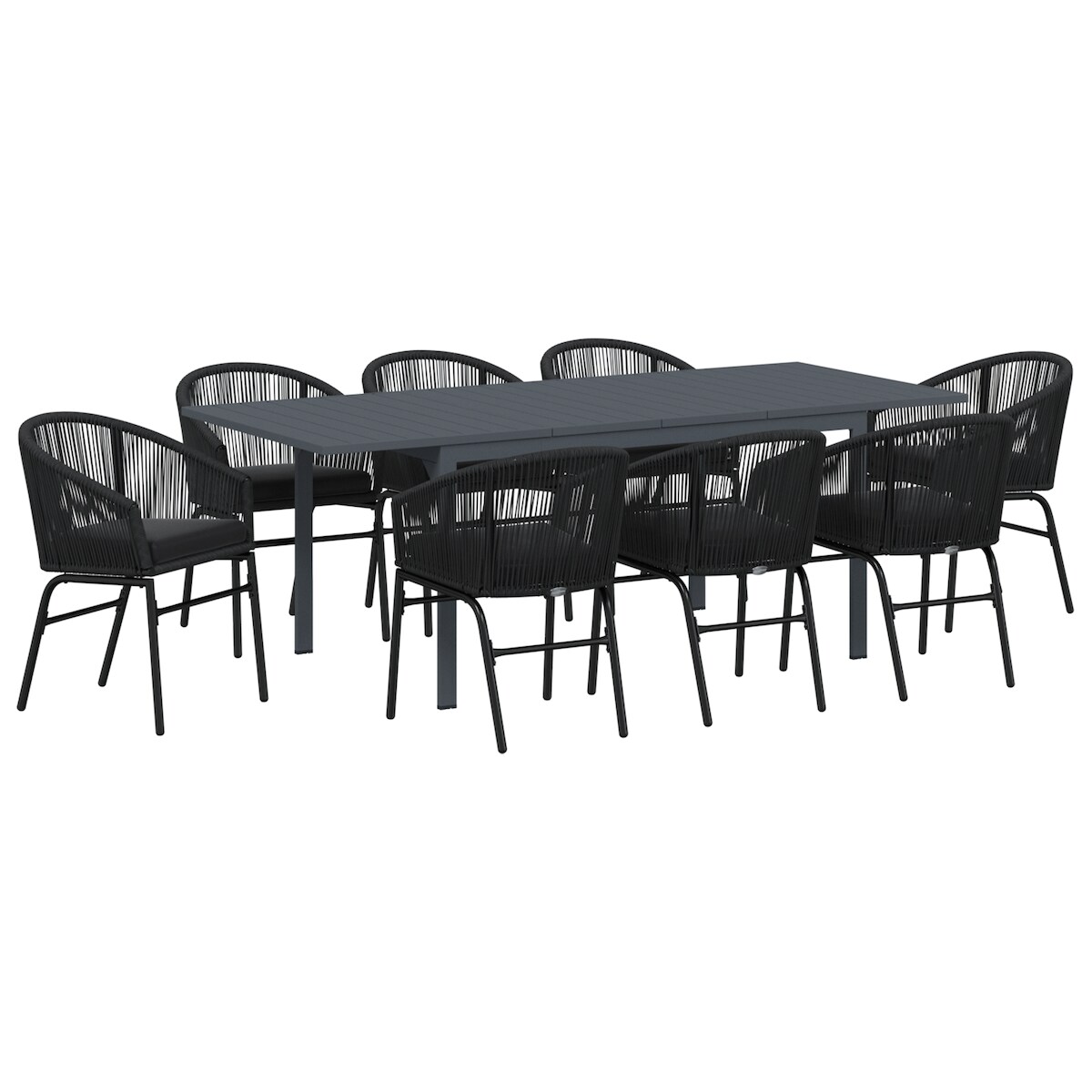 vidaXL Garten Essgruppe 9 pcs Schwarz Groß Metall & Plastik Image