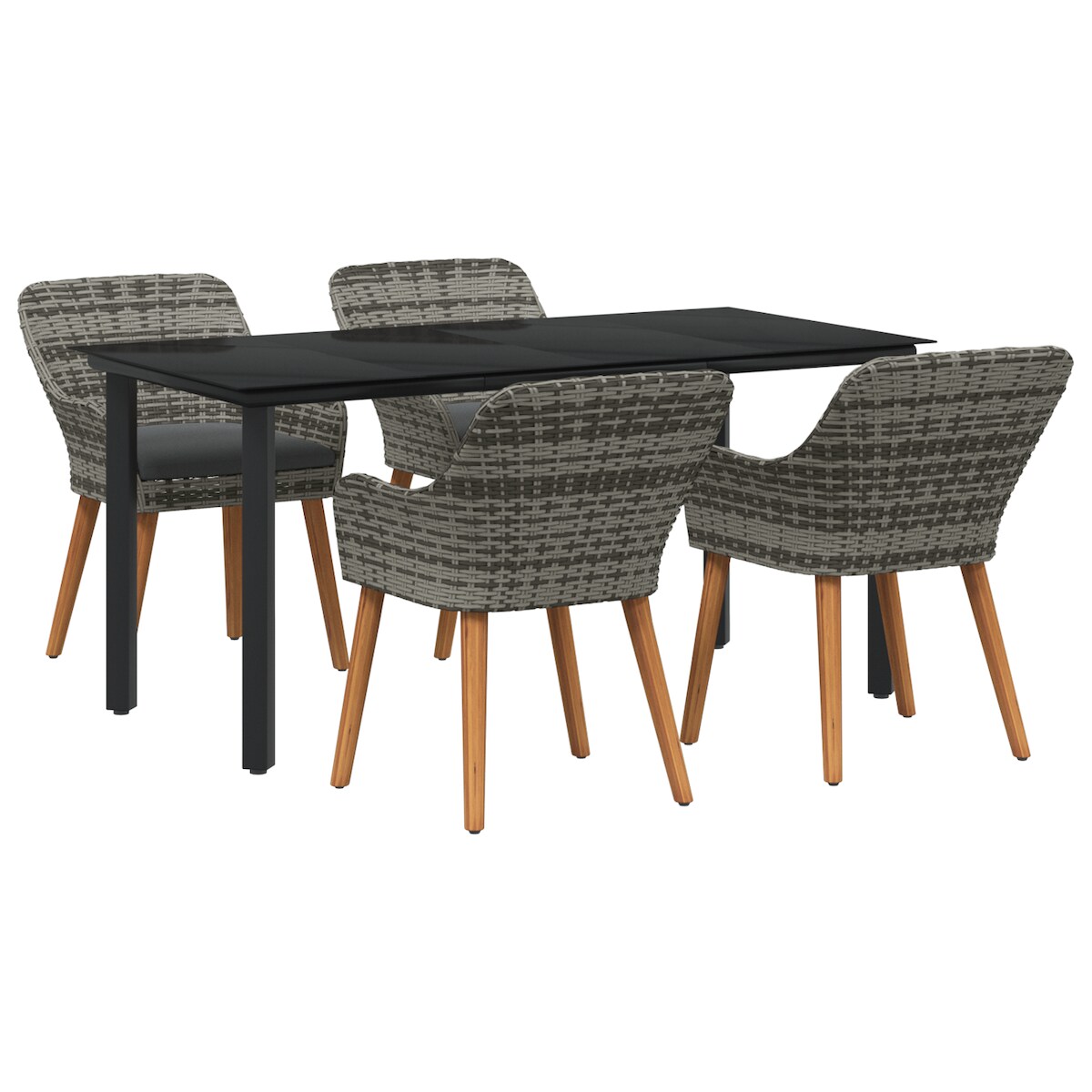 vidaXL 5-teiliges Garten-Essset in Grau Poly Rattan Image