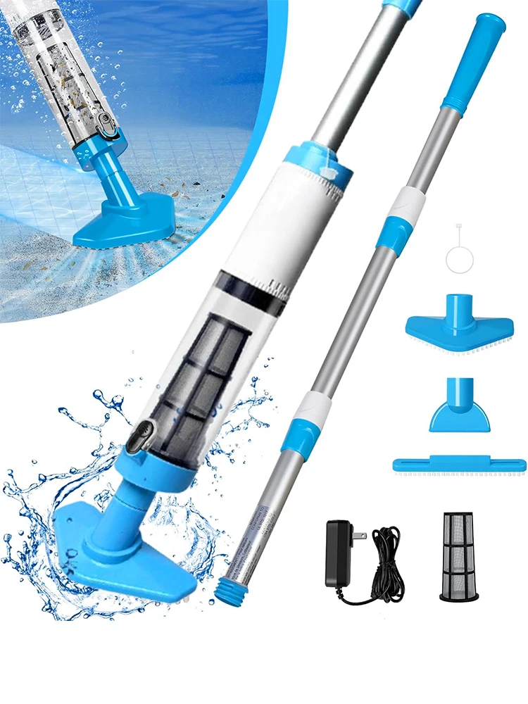 Aspirateur de piscine vide de piscine creusée à main aspirateur de piscine hors sol sans fil Rechargeable pour feuilles de débris de sable