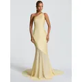 Articat élégant asymétrique épaule Satin maille Patchwork fête Club robe de soirée femmes Sexy dos nu moulante vacances maillots de bain