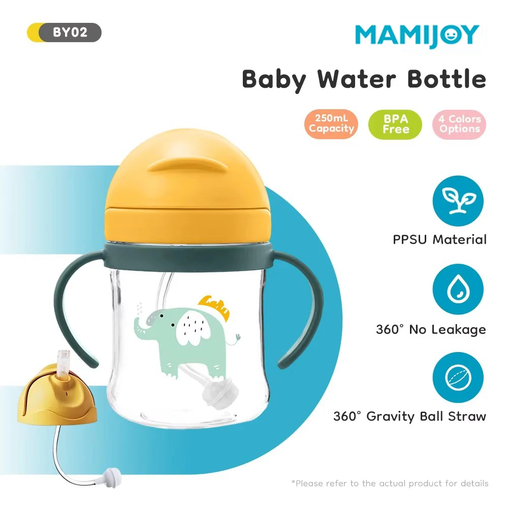 MAMIJOY 250ML Baby Wasser Tasse Griff Mit Stroh & Staub abdeckung & Schwerkraft Ball Lernen Trinkbecher kinder Wasser Tasse BPA Frei BY02 Image