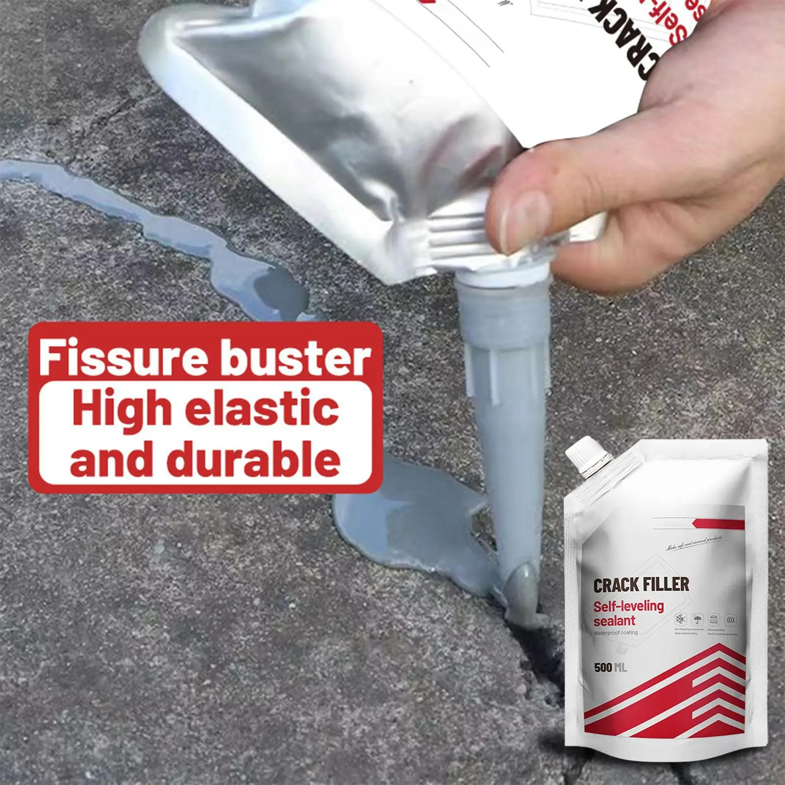 Betonpflaster und Reparatur, 500 ml, Asphalt-Rissfüller, Reparatur von Betonrissen, Asphaltpflaster, Betonfüller für die Betonreparatur Image