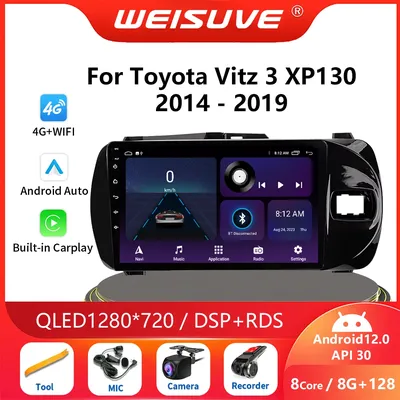 Car Radio Android 16 Carplay For Toyota Vitz 3 XP130 2014 2015 2016 2017 2018 2019 Multimedia Video Player Navigation GPS Stereo