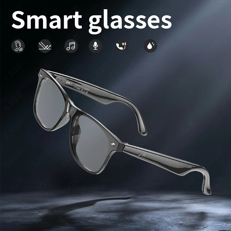 Männer Smart Brille Drahtlose Bluetooth Anruf Sonnenbrille Integrierte Mikrofon Lautsprecher Touch Voice Assistant Intelligente Übersetzung Gläser Image