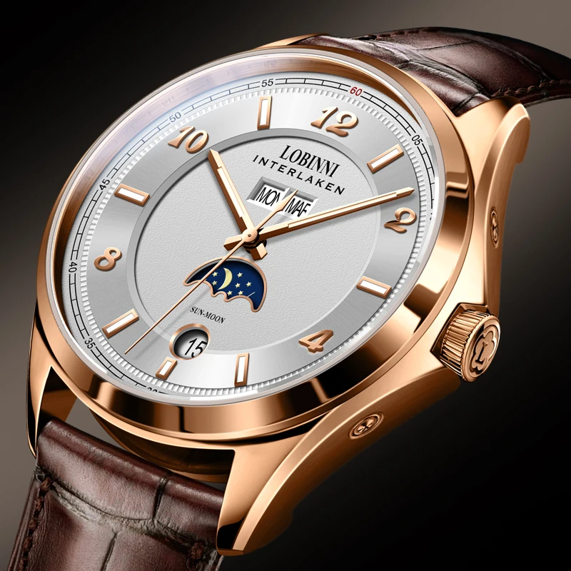 LOBINNI 40mm herren Uhren Mechanische Top Marke Kalender Datum Luxus Sapphire Kristall Glas Automatische Uhr Für Männer Image
