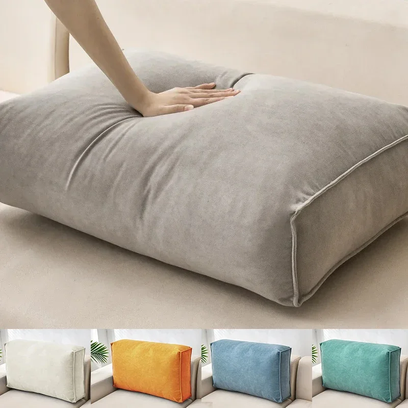 Nordic Rechteckige Weiche Sofa Kissen Kissen Lenden Schutz Einfarbig Einfache Dekoration Cojines Decorativos Para Cama Image