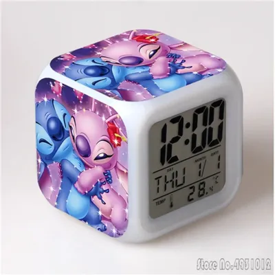 Cartoon Interstellar Angle Stitch Alarm Clock Creative Student 8x8x8cm LED Cube with Colorful Light Display Time Week Month