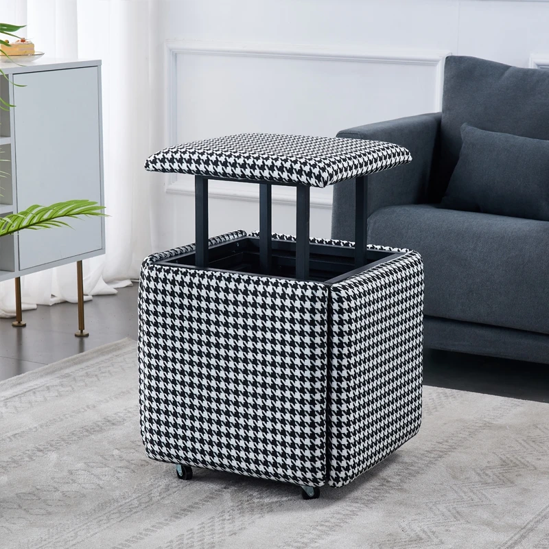 5-in-1-Sofa-Hocker, Wohnzimmermöbel, Zuhause, Würfelkombination, Klapphocker, Eisen, multifunktionale Aufbewahrungshocker, Stuhl, Hocker, Ottomane Image
