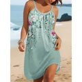 Plus Size 1XL-5XL Canotta stampata da donna Elegante abito da vacanza Donna Casual Girocollo Elegante abito estivo