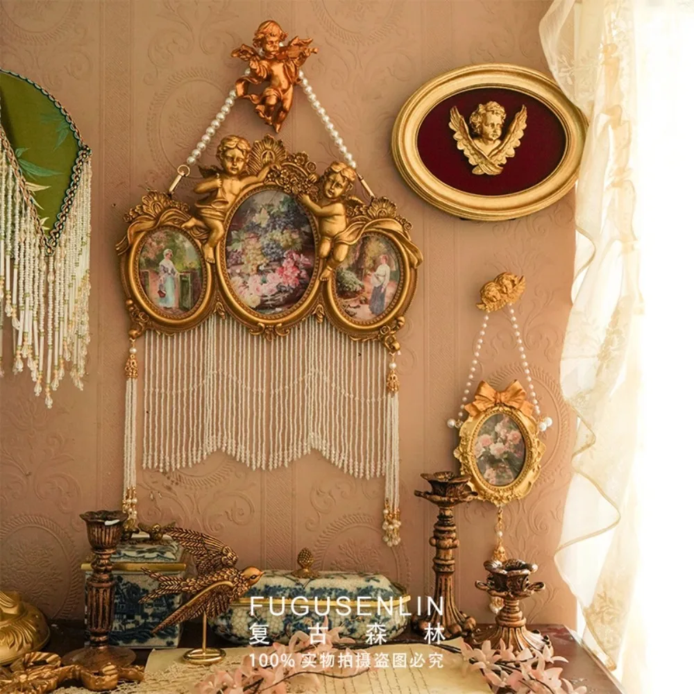 Retro Forest French Angel Relief Photo Frame, Picture Frame Decoration, Soft Furnishings, Wall-mounted Photo Wall, Photo Props