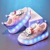 Hello Kitty Disney Mädchen Sportschuhe Sneakers Kinder Skating Schuhe Allrad-Design Verstellbare Rollklingen für Jungen