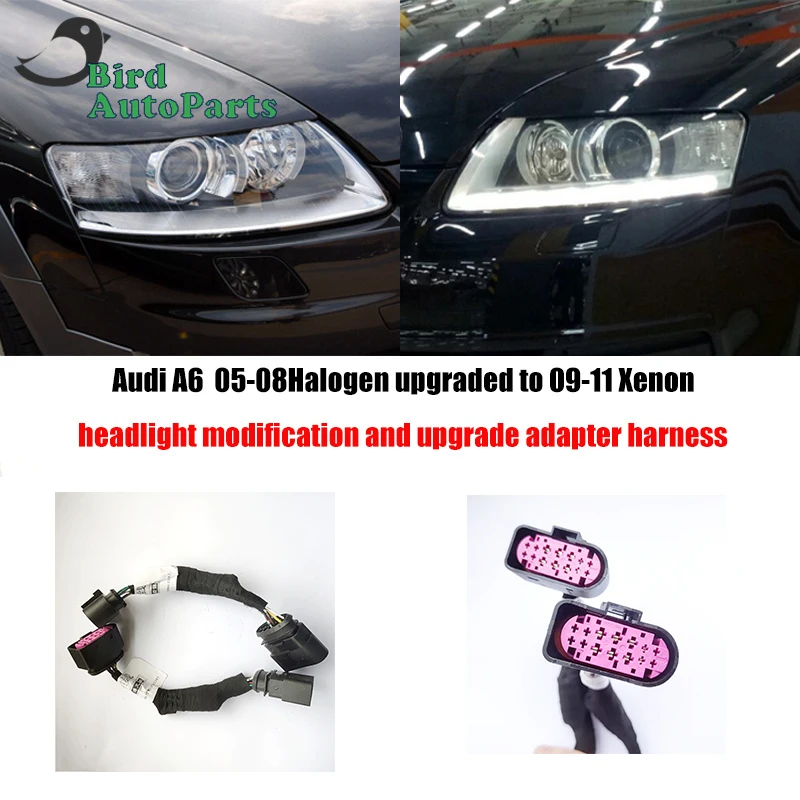 Für Audi A6 Auto Scheinwerfer Modifikation Upgrade Adapter Umwandlung Kabelbaum 05-08 Halogen Aufgerüstet Zu 09-11 Xenon