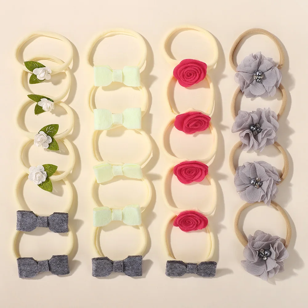 20 stücke Zufällige Farbe Blume Stirnband Für Baby Mädchen Süße Reizende Blumen Weiche Hohe Elastische Haar Bands Headwear Haar Zubehör Image