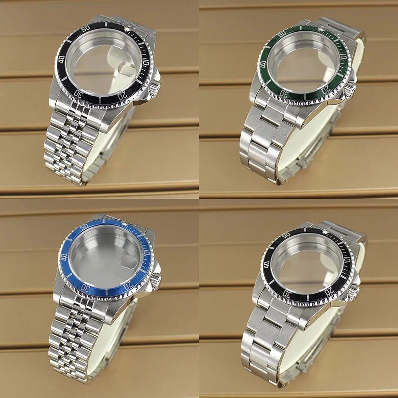 Vintage 38MM nh35 watch accessory Sapphire Glas For NH35 NH36 NH34 4R36 Automatic Movt Uni-directional Cases Strap For Retro SUB