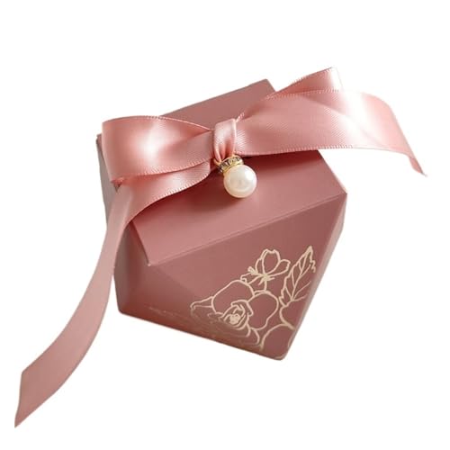 Wedding Candy Box Gift Box Diamond Shape Paper Candy Boxes Chocolate Packaging Box Wedding Favors for Guests Birthday Party(Pink 1,100 PCS_5.3X6X6CM)