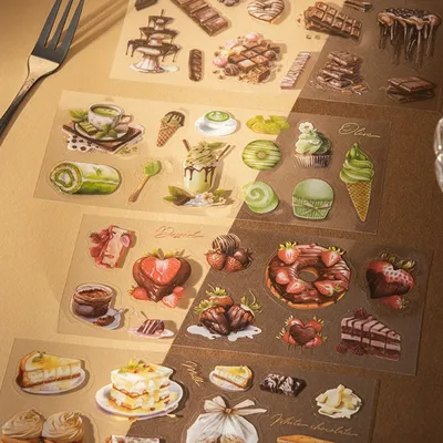Mr Paper, 100 Blatt/Beutel „Silky Chocolate Box“ Serie Lebensmittelbox Material Aufkleber Kawaii Aufkleber günstiges Kawaii Briefpapier Image