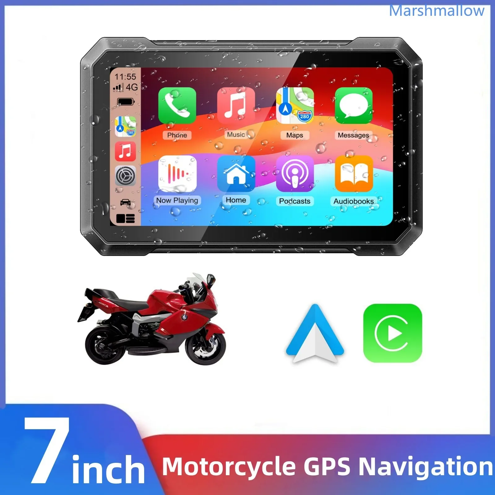 2025 neue 7 ''Motorrad drahtlose Apple Carplay tragbare GPS Navi Navigation Moto Android Auto Navigator wasserdicht IPX7 Bildschirm