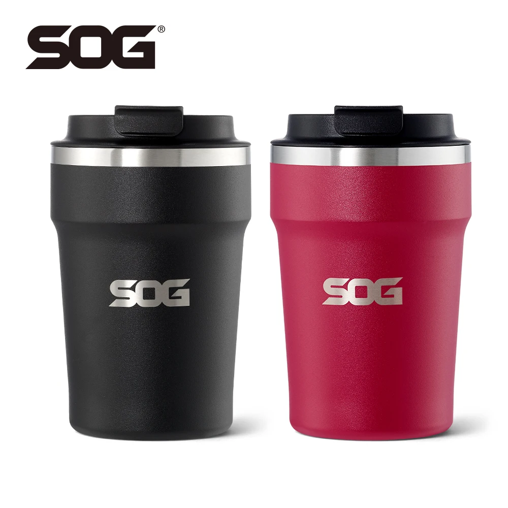 SOG 12oz/360ml Thermos-Kaffeetasse, vakuumisolierte Wasserflasche aus Edelstahl und Reise-Kaffeetasse für Camping, Sport, Büro Image
