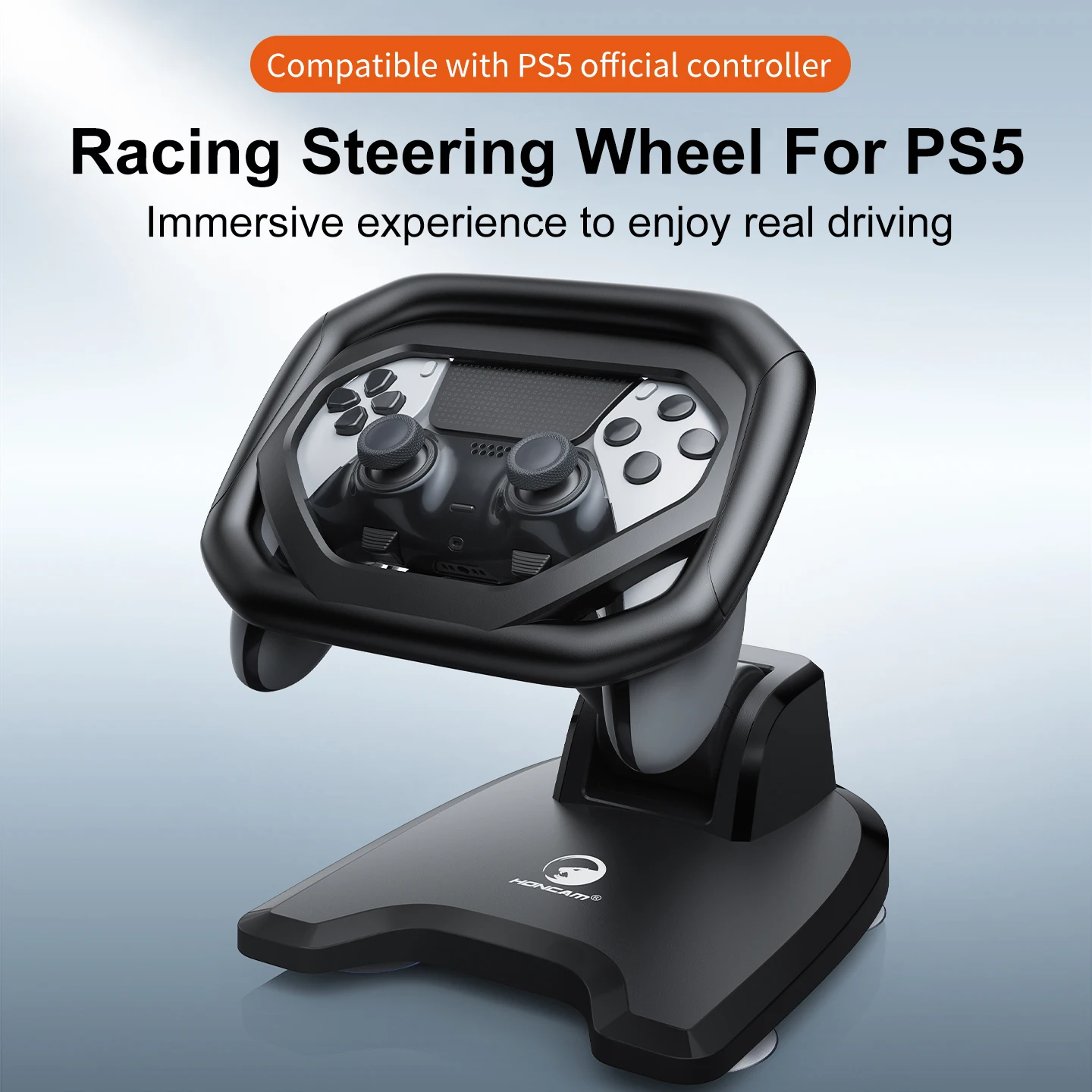 HONCAM Steering Wheel Stand for PS5 and PS5 DualSense Edge Controller with Adjustable Height Bracket for Playstation 5
