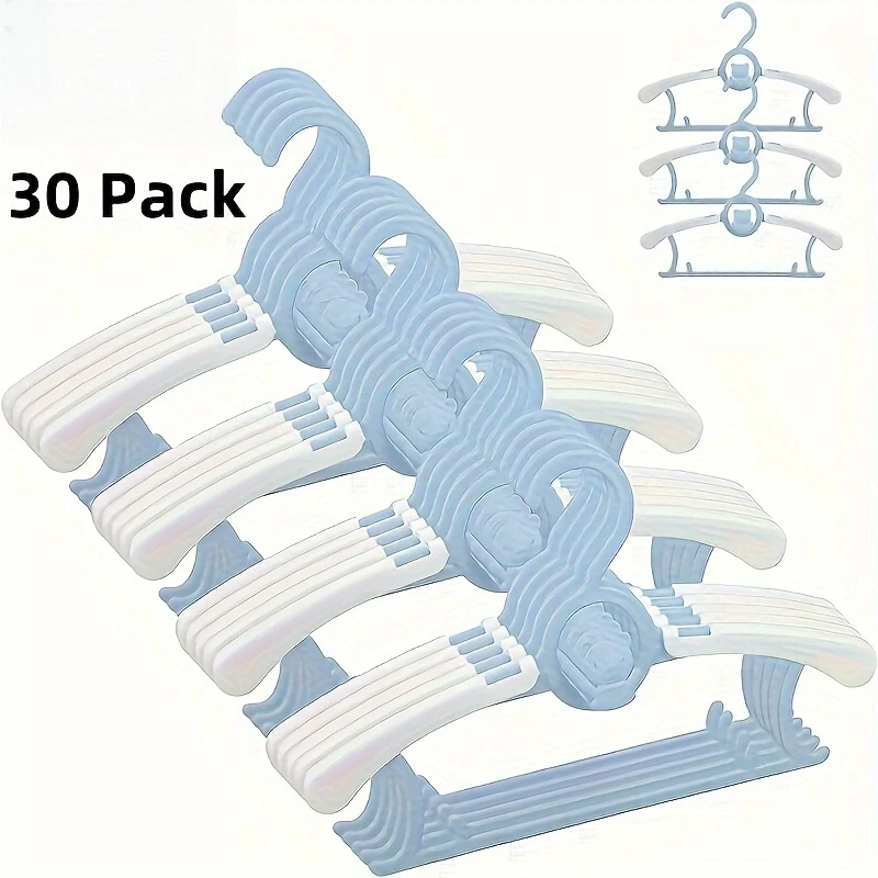 30er-Pack Baby-Kleiderbügel aus Kunststoff, einziehbare PP-Wäscheständer, rutschfest, langlebig, für Badezimmer, Schlafzimmer, Schrank, Kleiderschrank