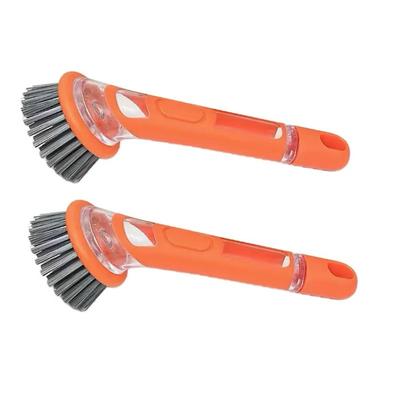 2pcs Dishwashing Brush with Soap Dispenser, Ergonomic Long Handle Green Scrub Brush, Replaceable Head, Multi-Color, for Pots, Pans, Sink Cleaning, Essential Kitchen Tool