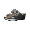 Pantolette VITAL "Vital Pantoletten Leder", Damen, Gr. 39, bunt (grau, silber), Leder, casual, Schuhe