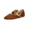 Riemchenballerina STEVE MADDEN "STEVE MADDEN Ballerinas Veloursleder", Damen, Gr. 40, braun (chestnut), Veloursleder, casual, Schuhe
