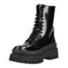 Schnürstiefelette STEVE MADDEN "STEVE MADDEN Stiefelette Lederimitat", Damen, Gr. 38, schwarz (schwarz lack), Lederimitat, casual, Schuhe